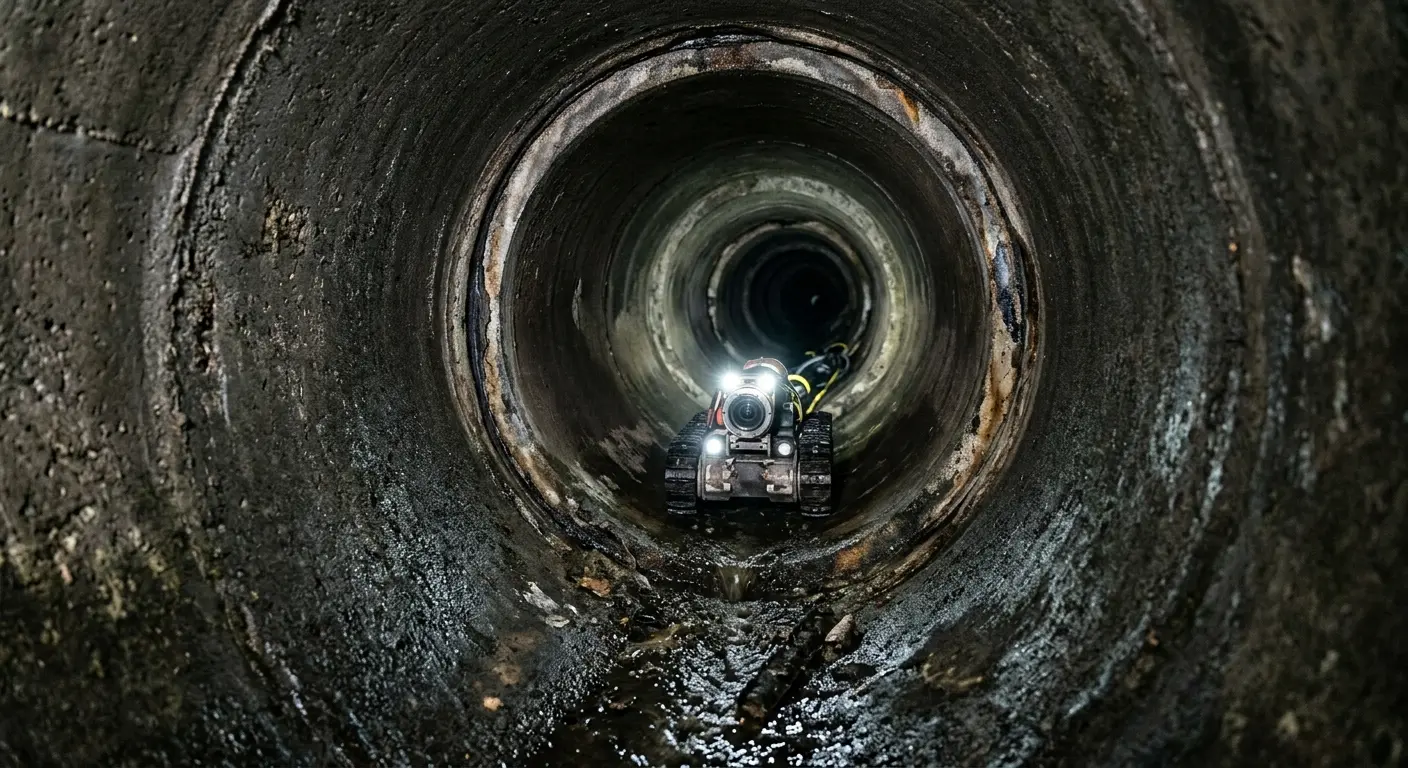 Robotic sewer camera inspecting pipe interior for Sewer Line Cleaning in Plaquemine